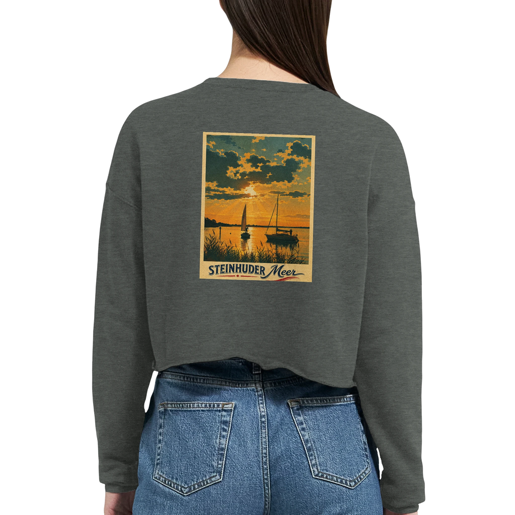 Damen-Pullover in Mauve mit Motiv „Segler am Steinhuder Meer beim Sunset“