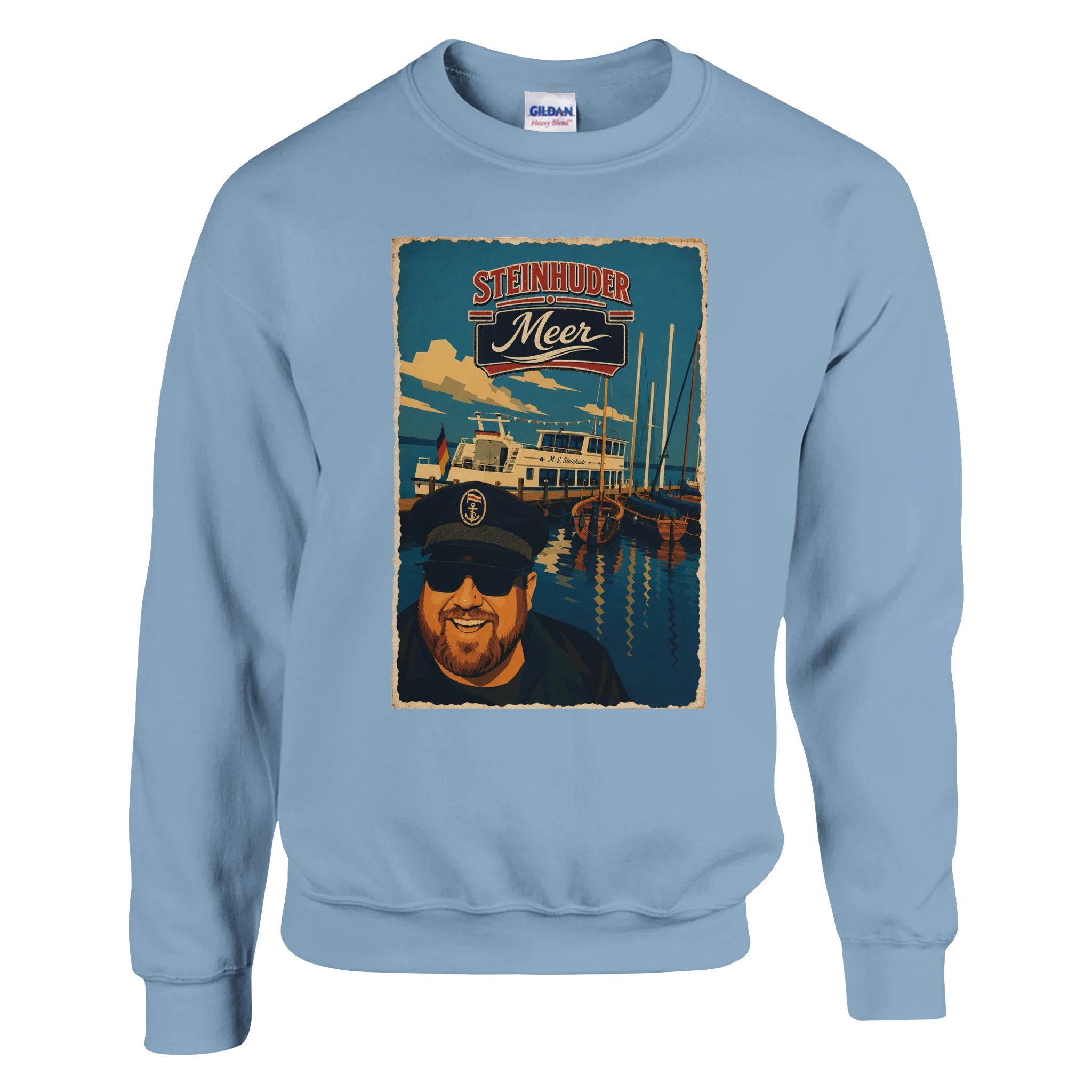 Pullover in Weiß mit Motiv „Kapitän an Bord“