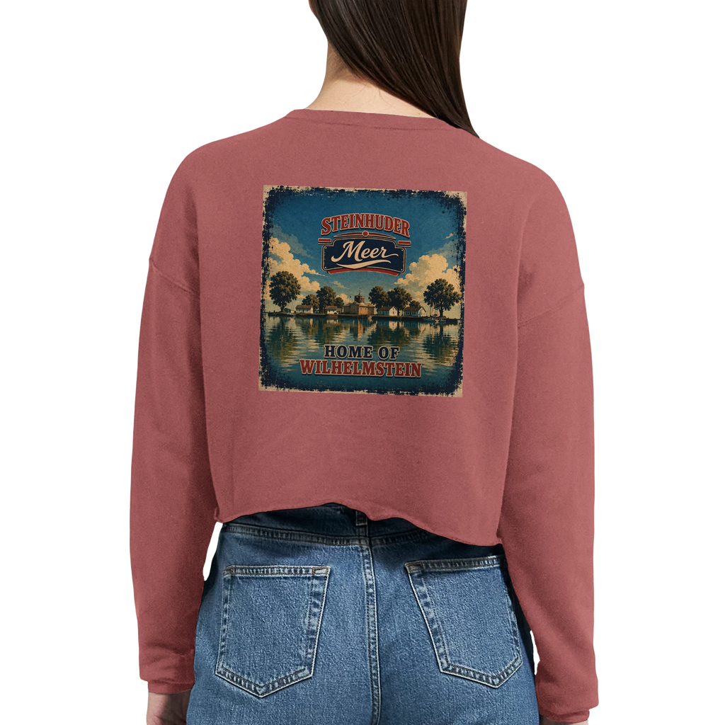 Damen-Pullover in Staubblau mit Motiv „Insel Wilhelmstein“