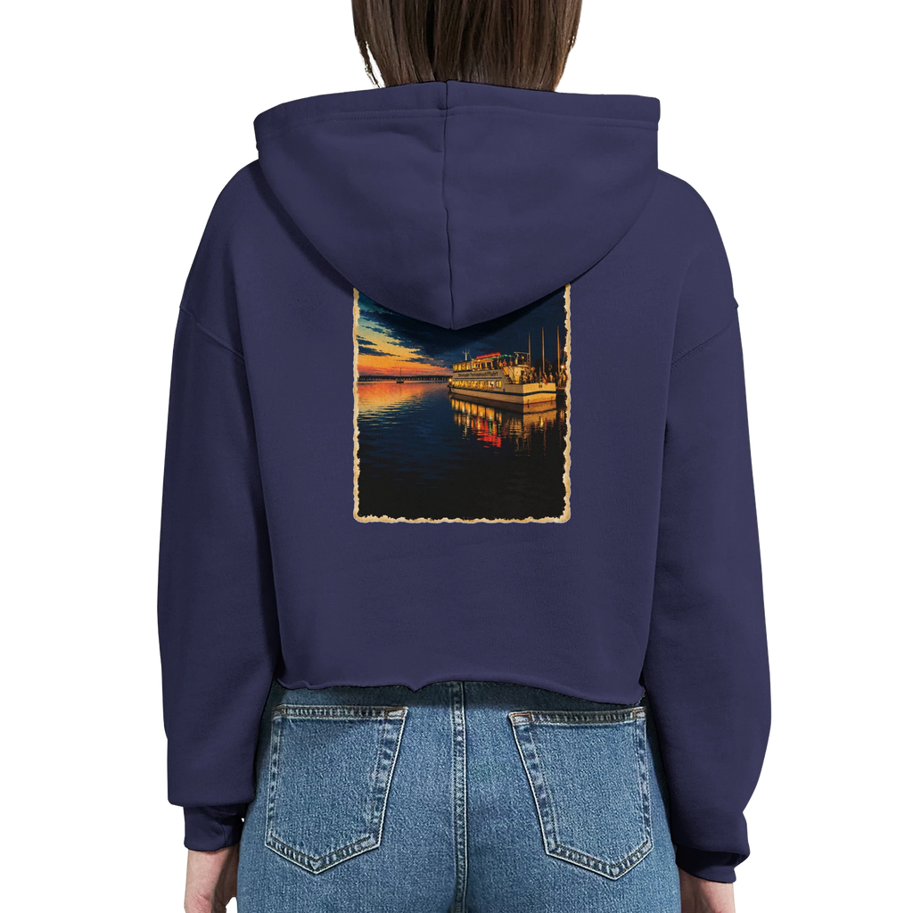 Damen-Hoodie in Weiß mit Motiv „MS Steinhude Abendstimmung“
