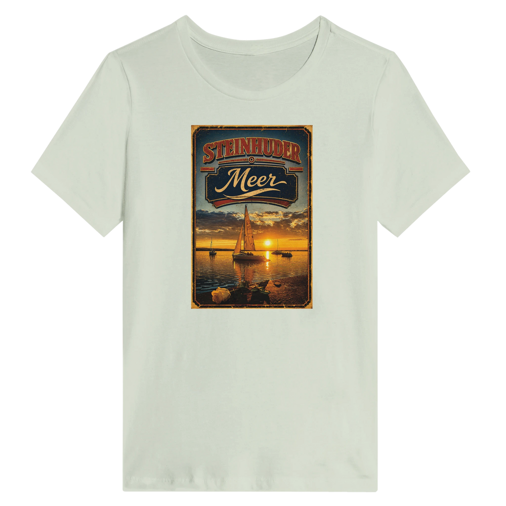 Damen-T-Shirt in Weiß mit Motiv „White Night am Wilhelmstein mit Sunset“