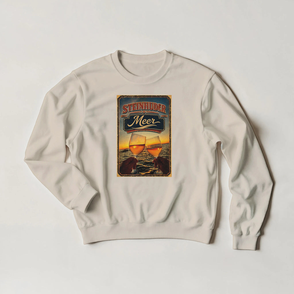 Pullover in Aschgrau mit Motiv „Stößchen bei Sunset“