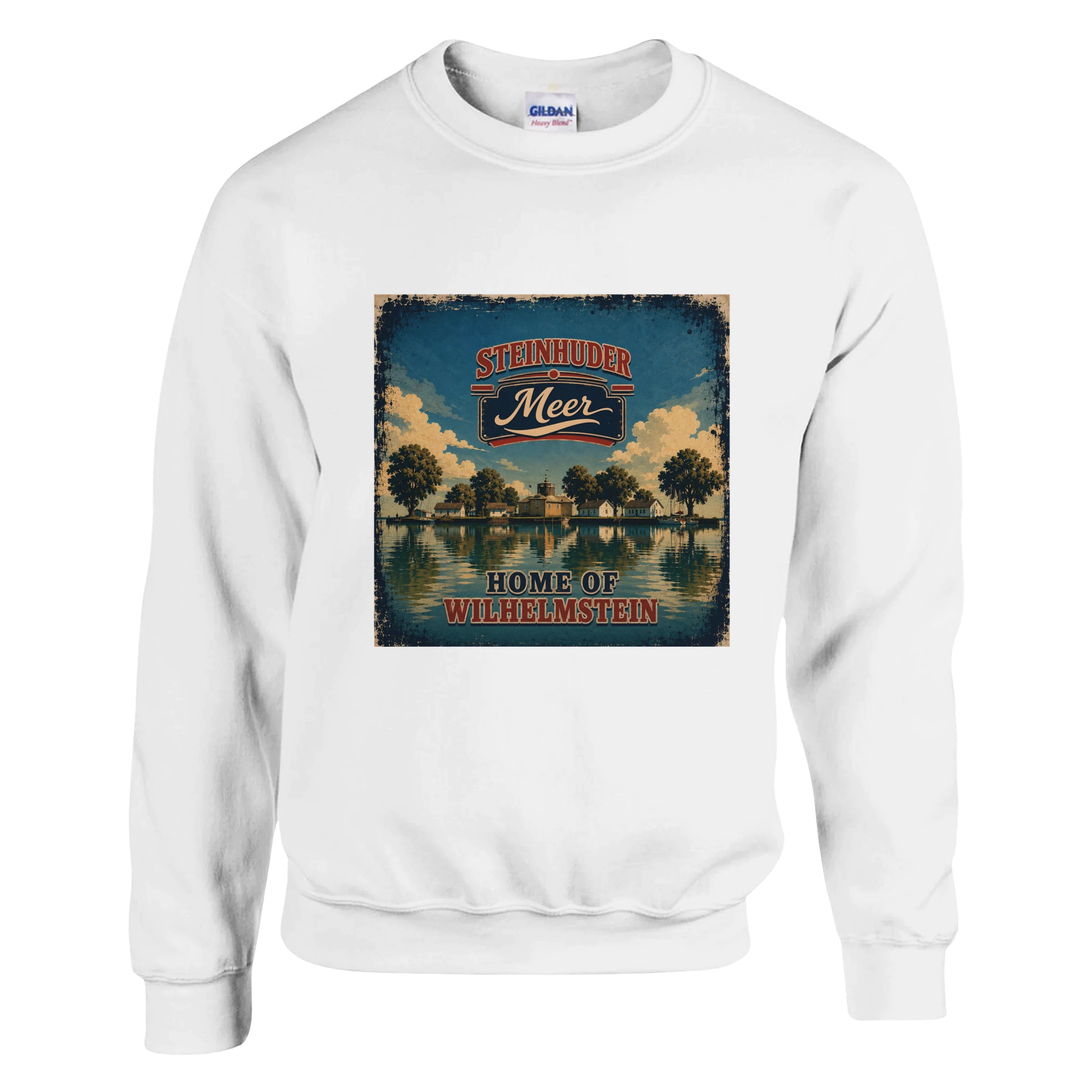 Pullover in Aschgrau mit Motiv „Insel Wilhelmstein“