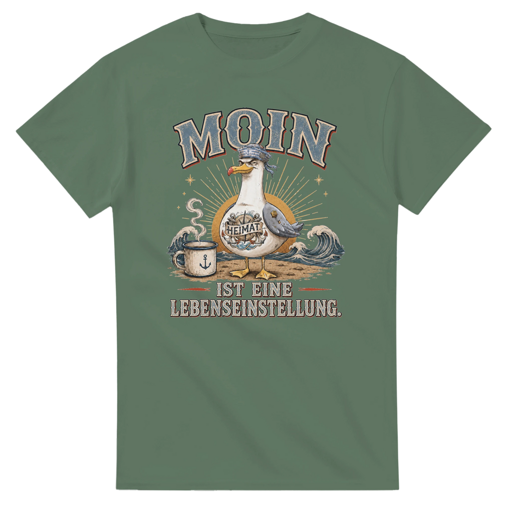 T-Shirt in Weiß mit Motiv „Moin ist eine Lebenseinstellung“