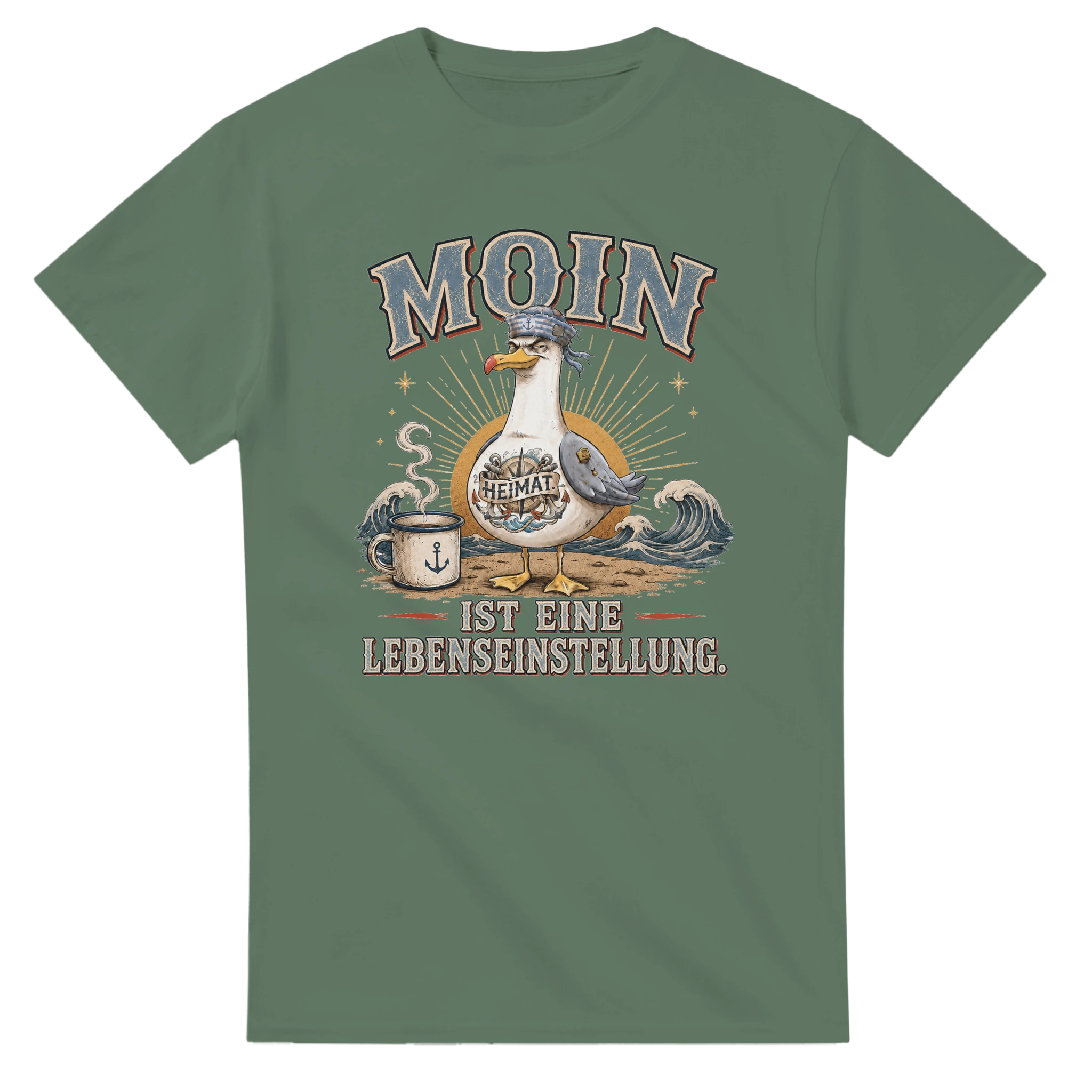 T-Shirt in Weiß mit Motiv „Moin ist eine Lebenseinstellung“