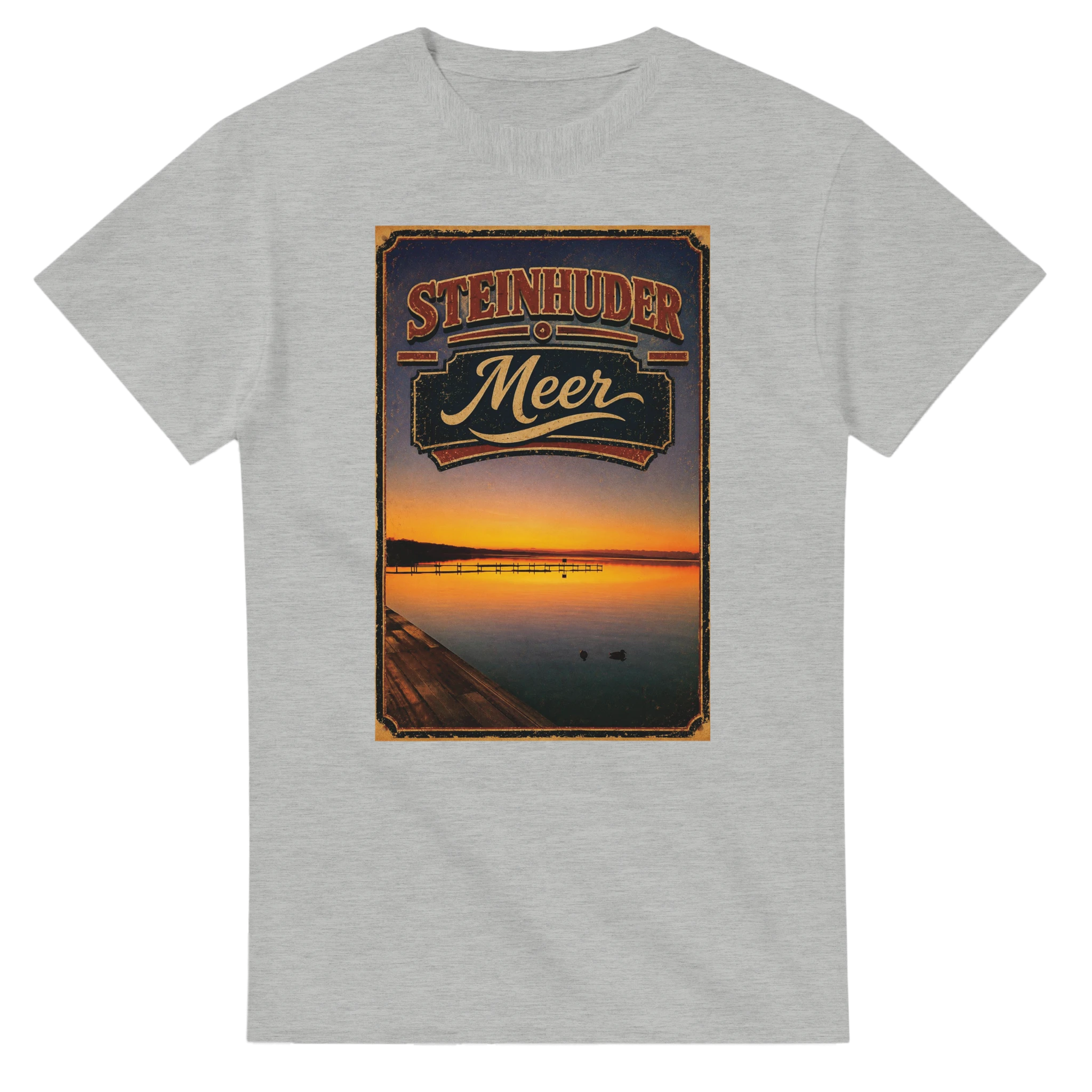T-Shirt in Natur mit Motiv „Steg an der Planke“