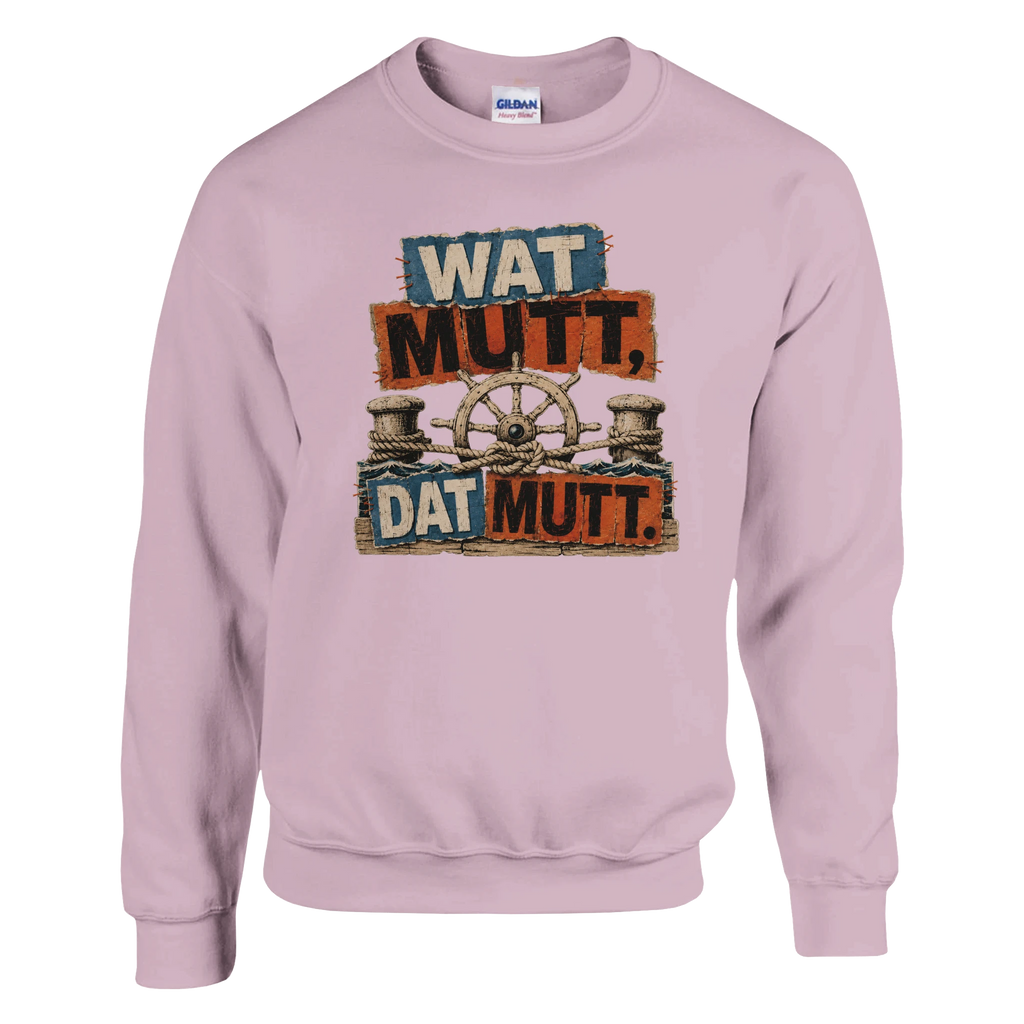 Pullover in Weiß mit Motiv „Wat Mutt, Dat Mutt.“