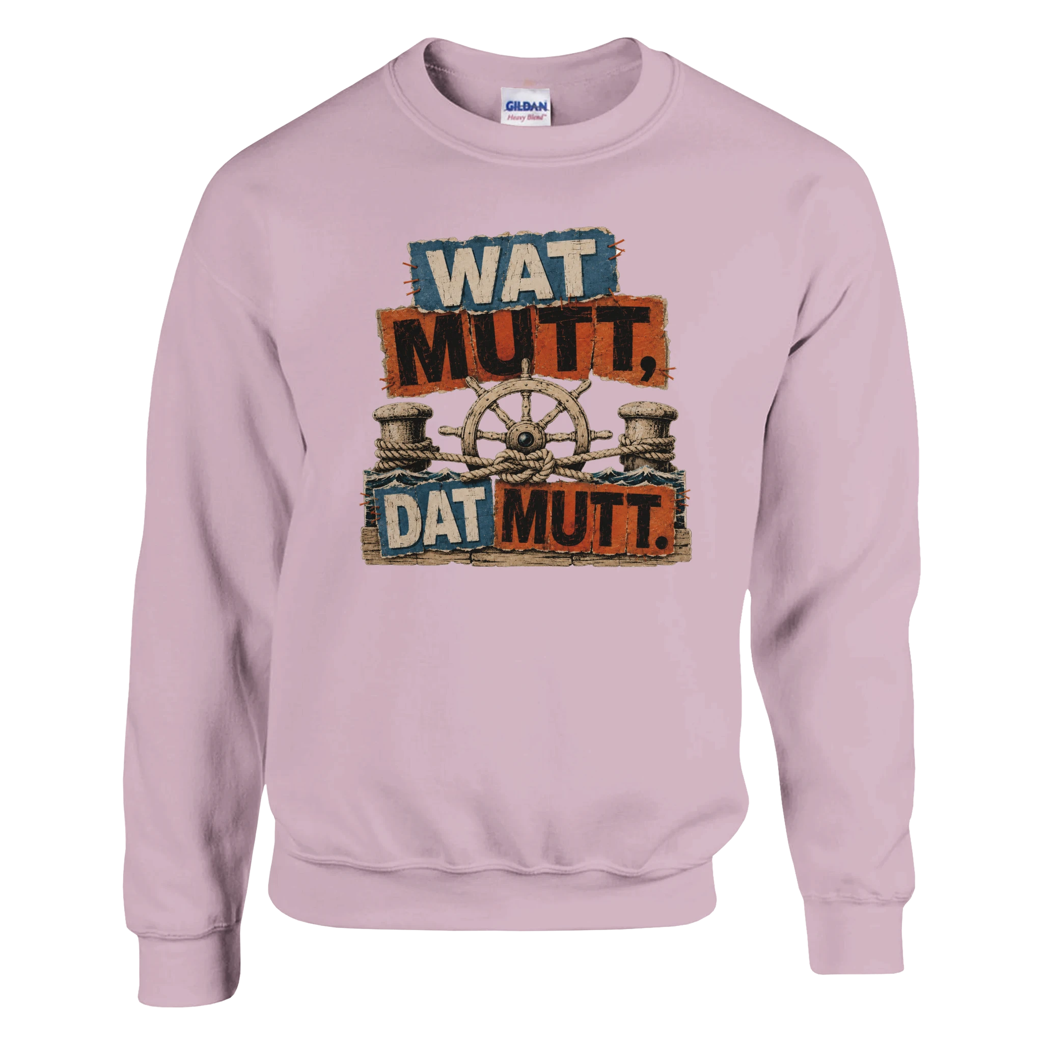 Pullover in Weiß mit Motiv „Wat Mutt, Dat Mutt.“