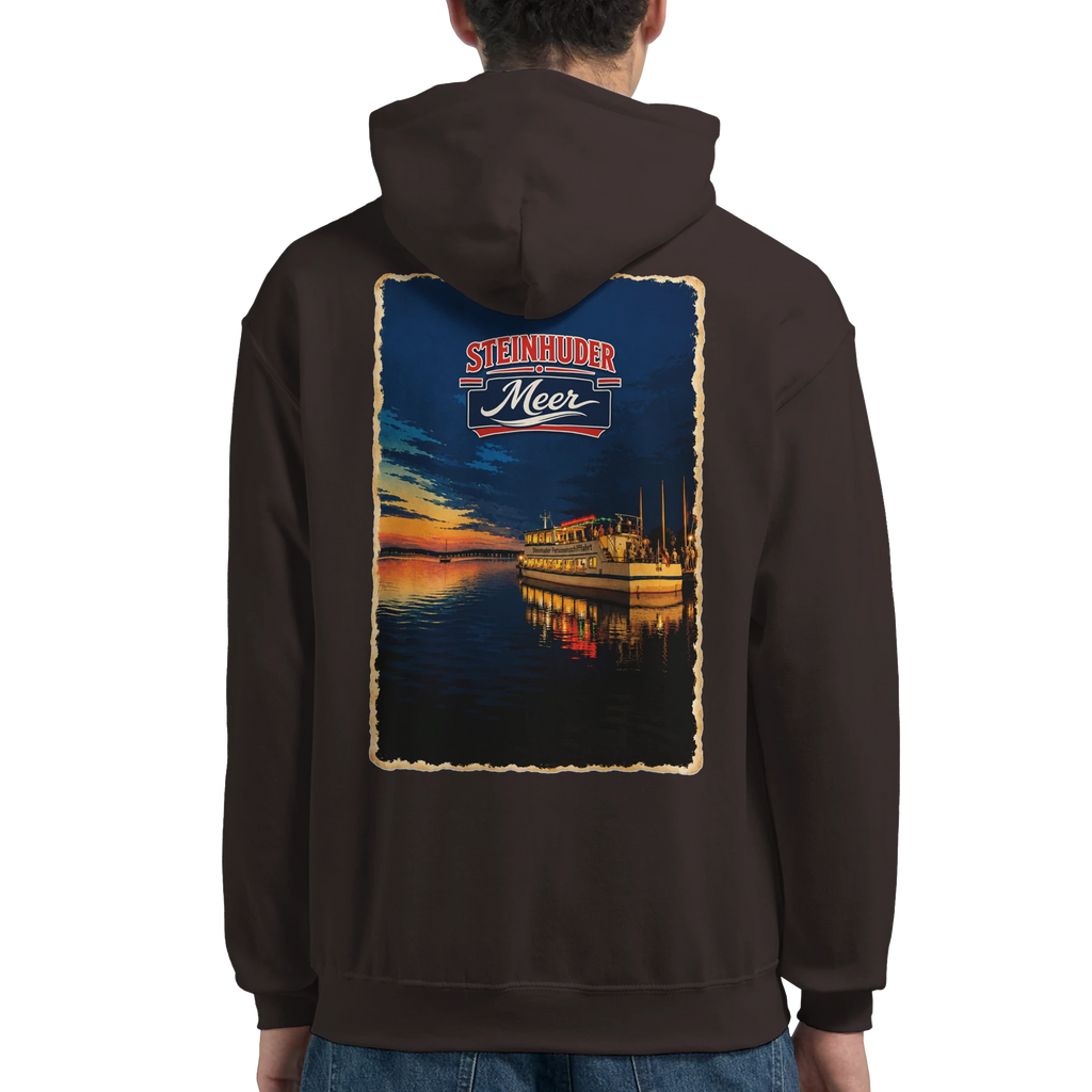 Hoodie in Weiß mit Motiv „MS Steinhude Abendstimmung“