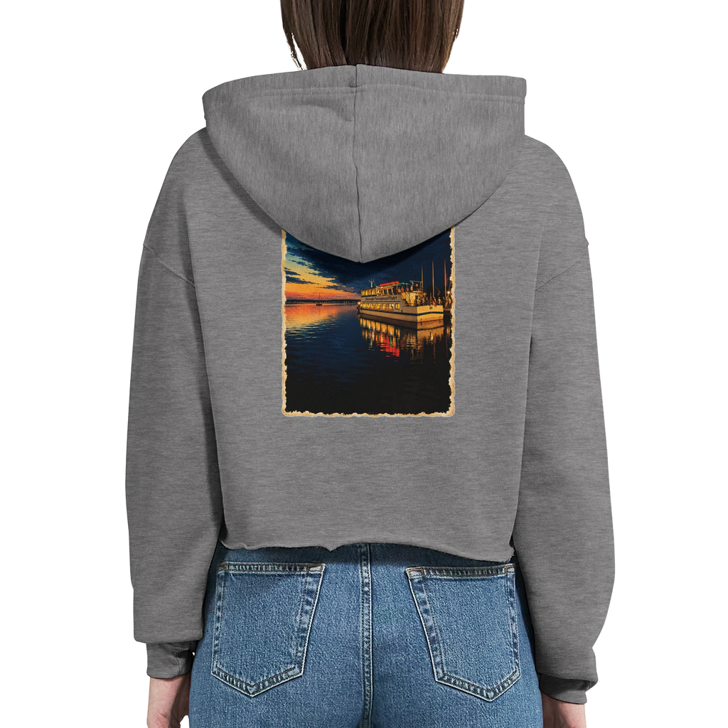 Damen-Hoodie in Weiß mit Motiv „MS Steinhude Abendstimmung“