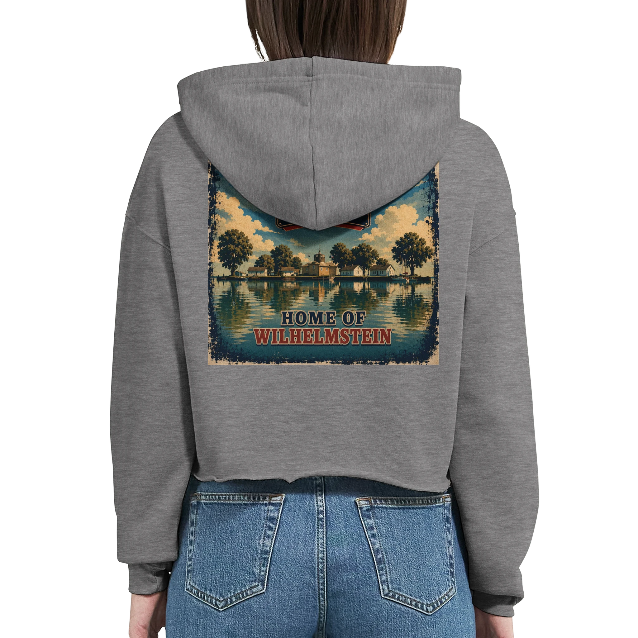 Damen-Hoodie in Weiß mit Motiv „Insel Wilhelmstein“