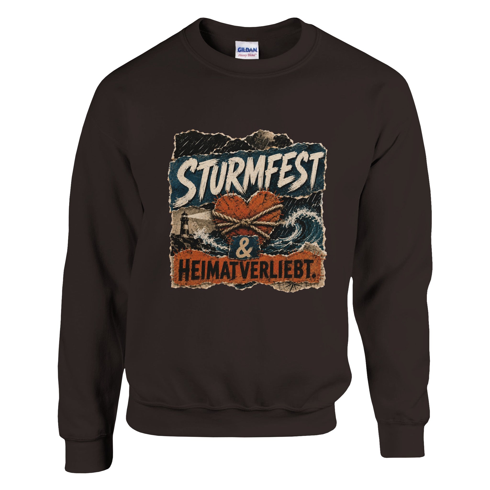 Pullover in Hellrosa mit Motiv „Sturmfest & Heimatverliebt“