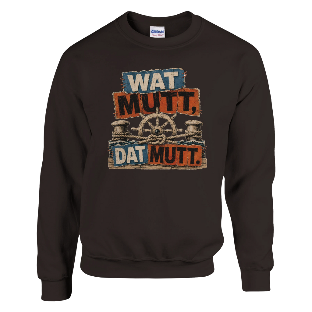 Pullover in Hellrosa mit Motiv „Wat Mutt, Dat Mutt.“