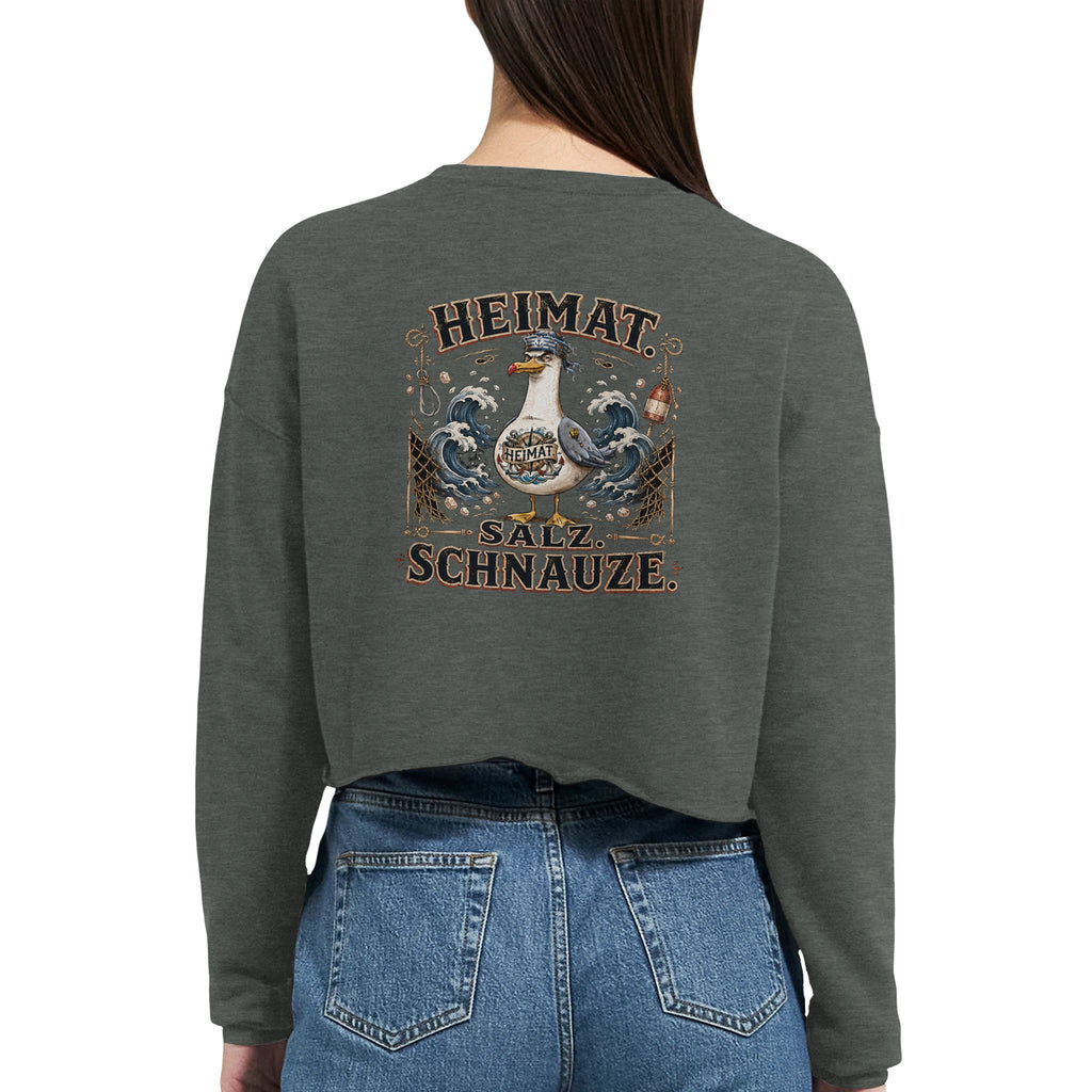 Damen-Pullover in Mauve mit Motiv „Heimat Salz Schnauze“