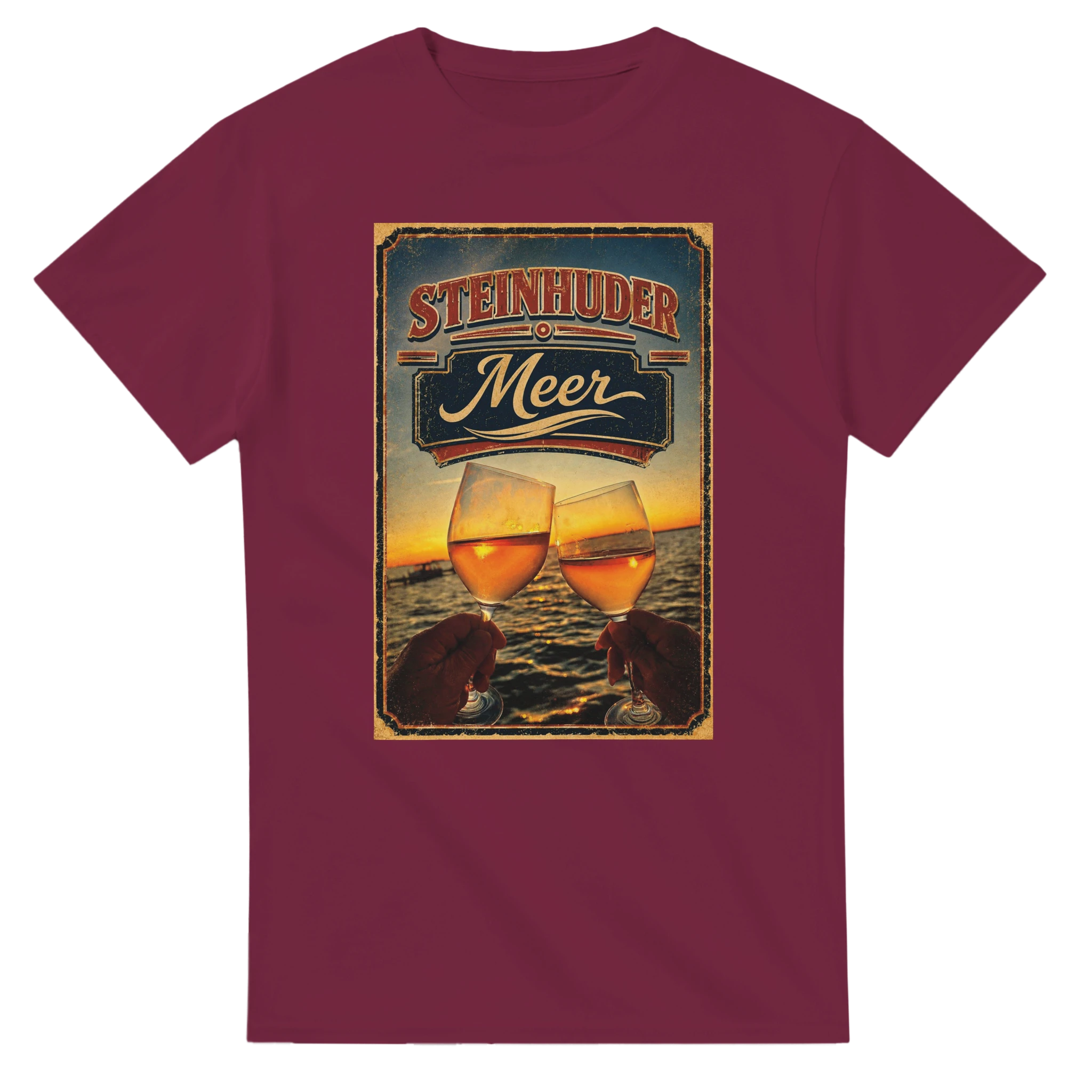 T-Shirt in Weiß mit Motiv „Stößchen bei Sunset“