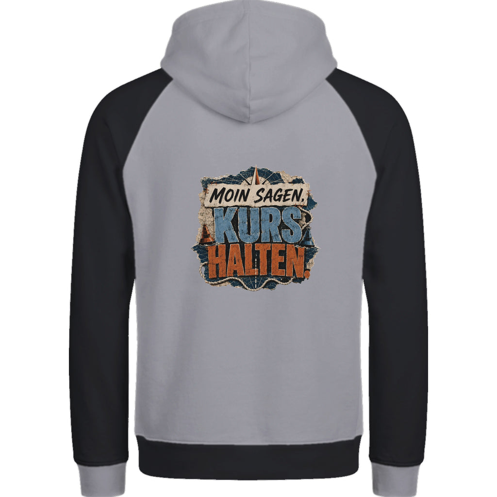Hoodie in Ton mit Motiv „Moin sagen. Kurs halten.“