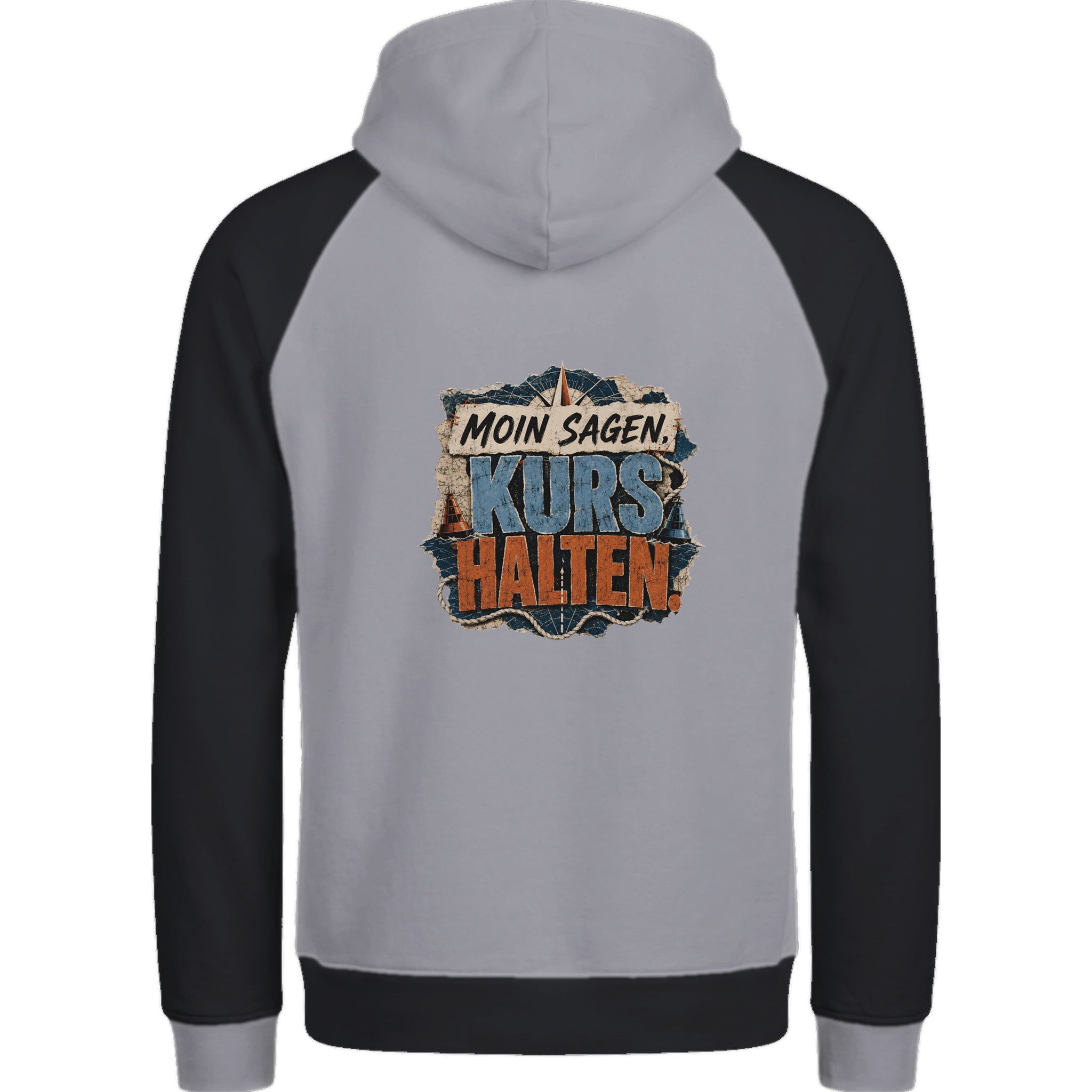 Hoodie in Ton mit Motiv „Moin sagen. Kurs halten.“