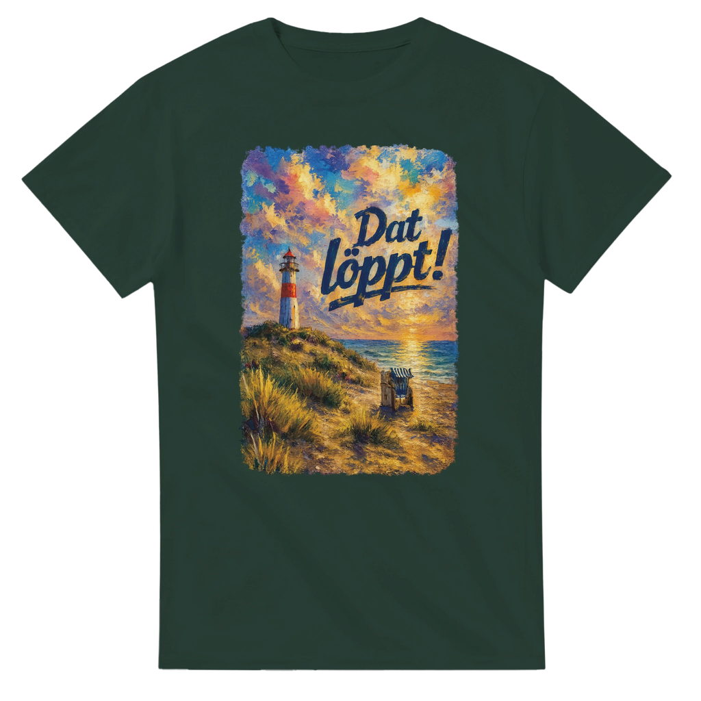 T-Shirt in Weiß mit Motiv „Dat löppt! Typisch Norddeutsch“