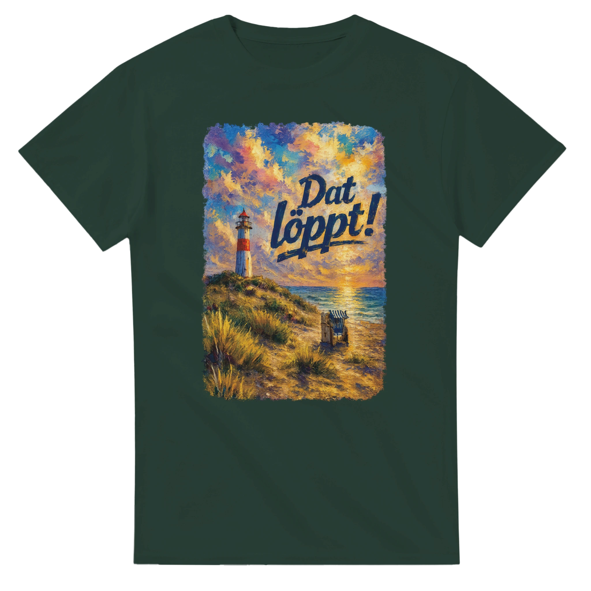 T-Shirt in Weiß mit Motiv „Dat löppt! Typisch Norddeutsch“