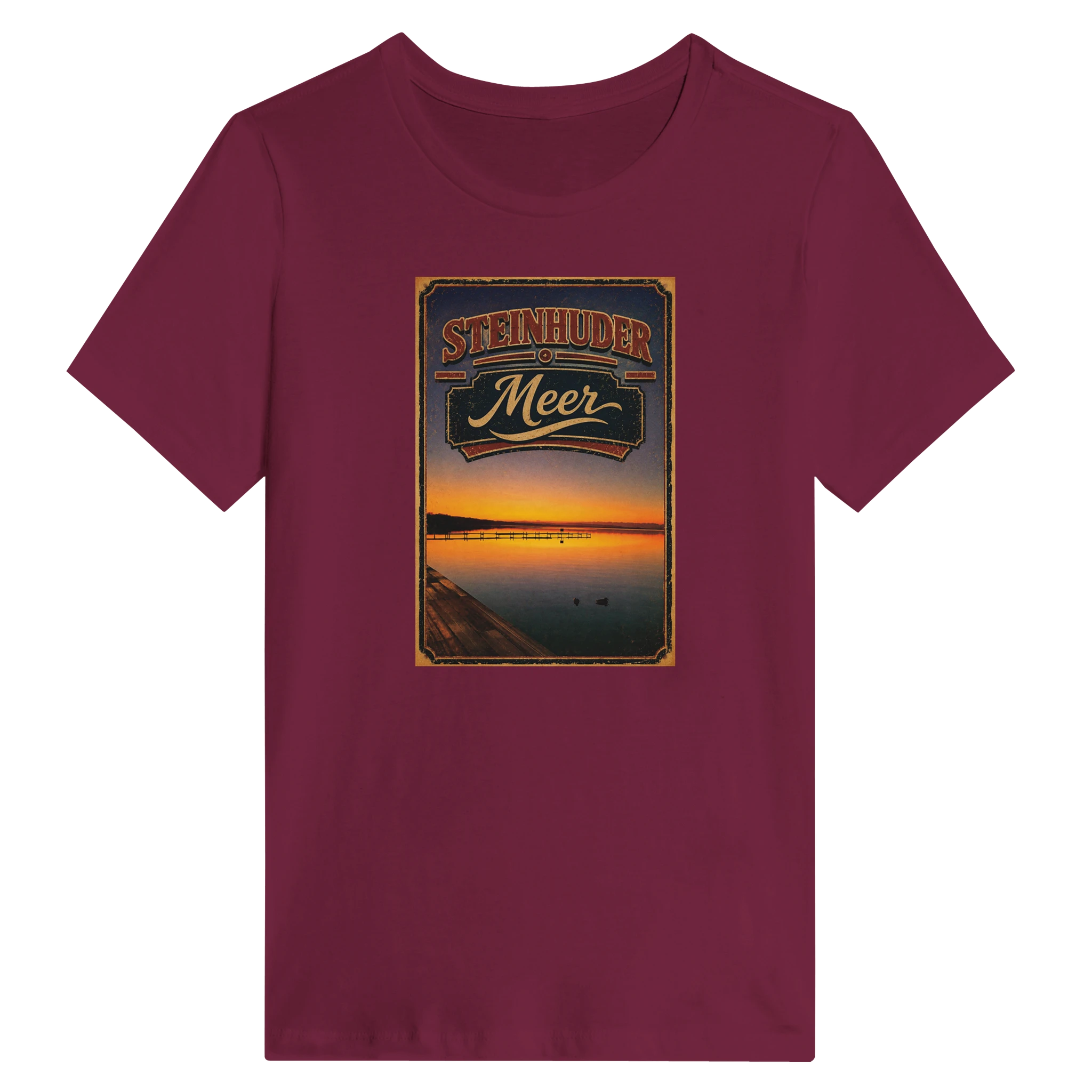 Damen-T-Shirt in Weiß mit Motiv „Steg an der Planke“