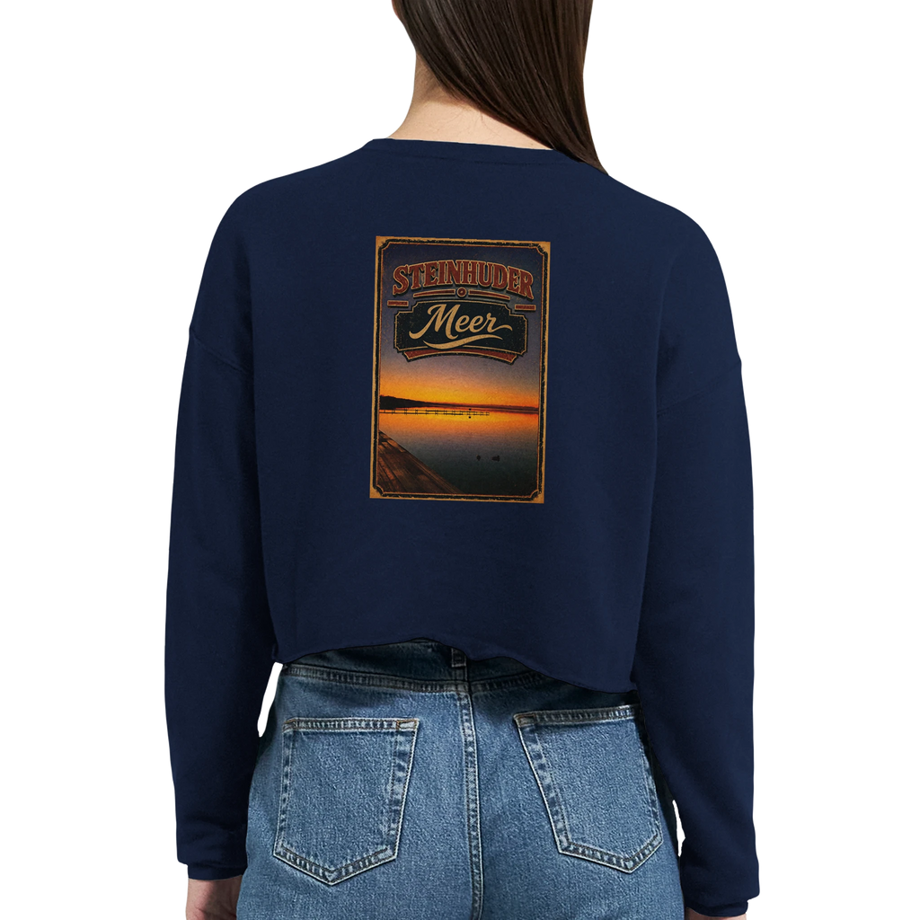 Damen-Pullover in Staubblau mit Motiv „Steg an der Planke“