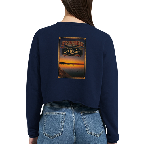 Damen-Pullover in Staubblau mit Motiv „Steg an der Planke“