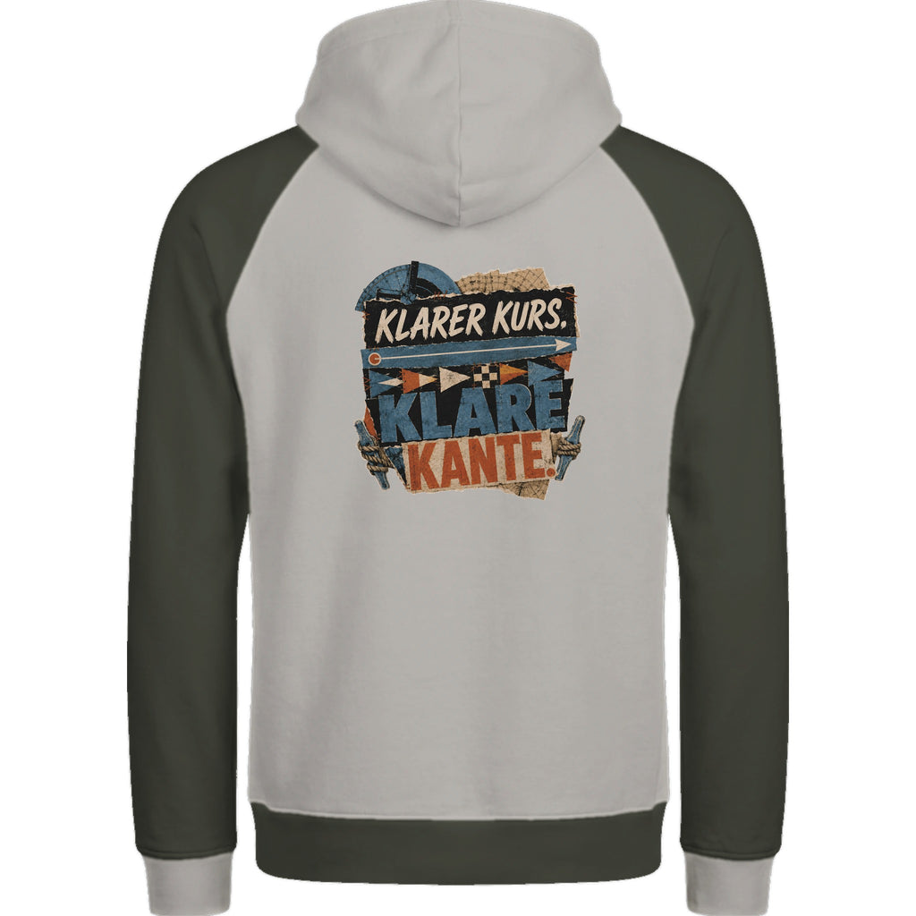 Hoodie in Ton mit Motiv „Klarer Kurs. Klare Kante.“