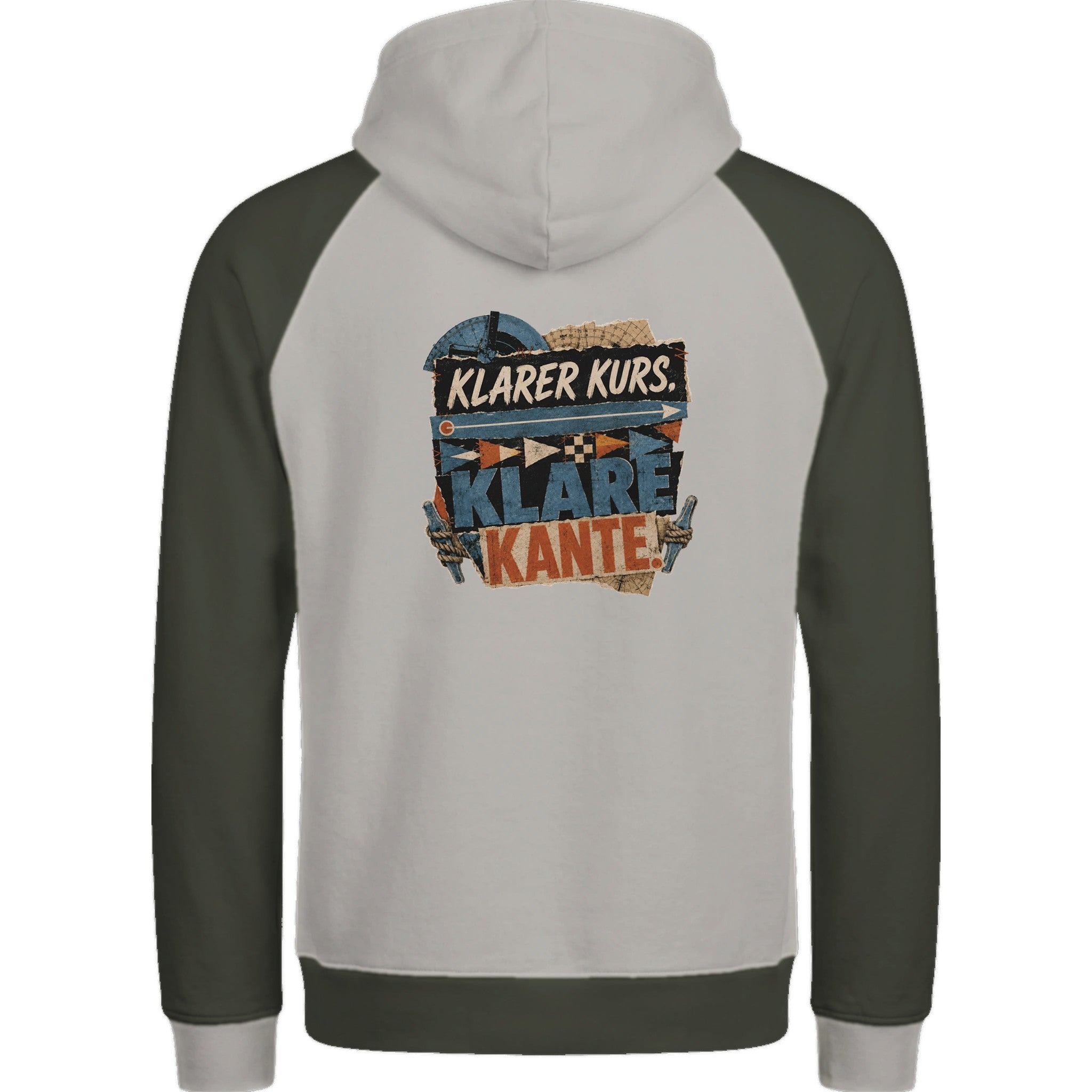Hoodie in Ton mit Motiv „Klarer Kurs. Klare Kante.“