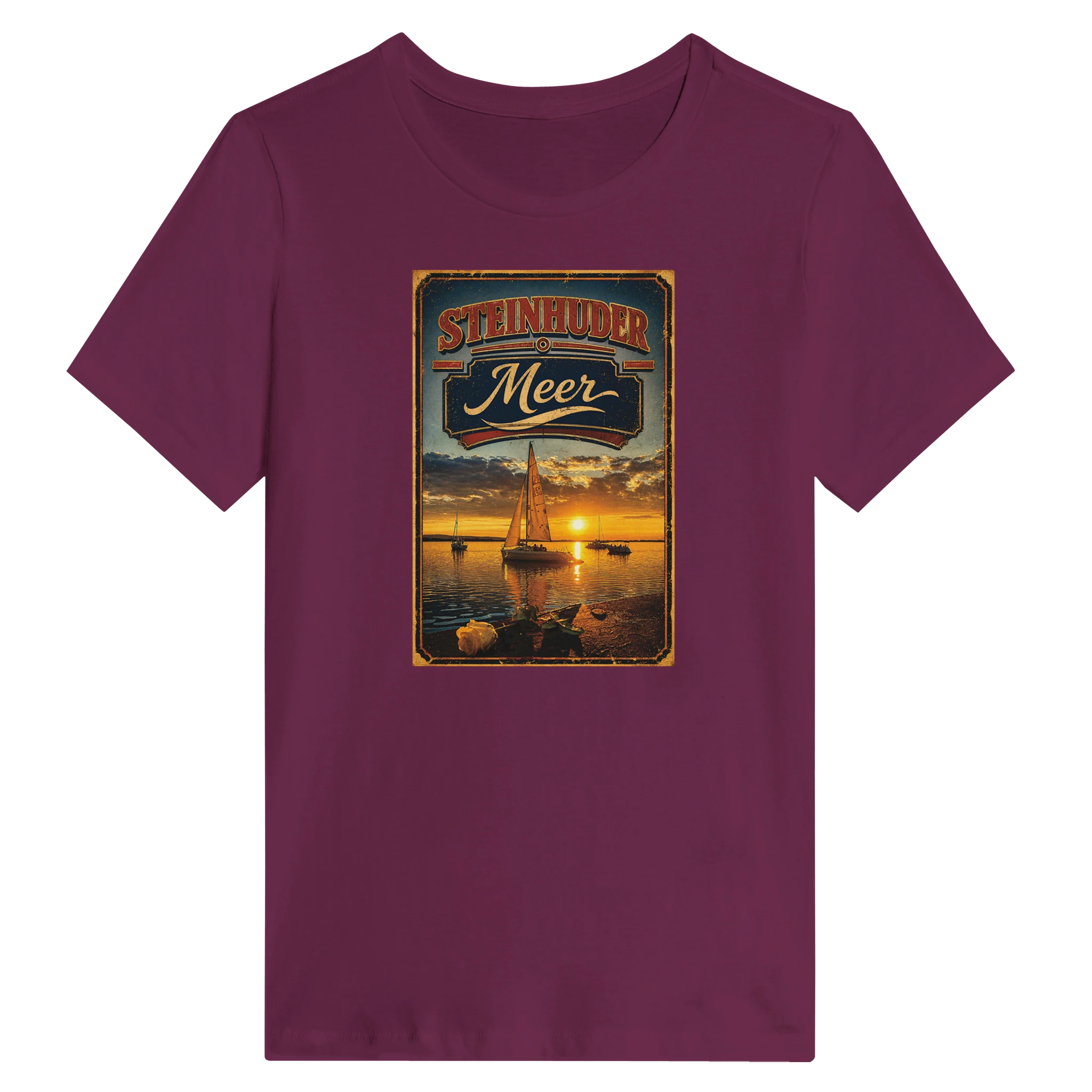 Damen-T-Shirt in Weiß mit Motiv „White Night am Wilhelmstein mit Sunset“
