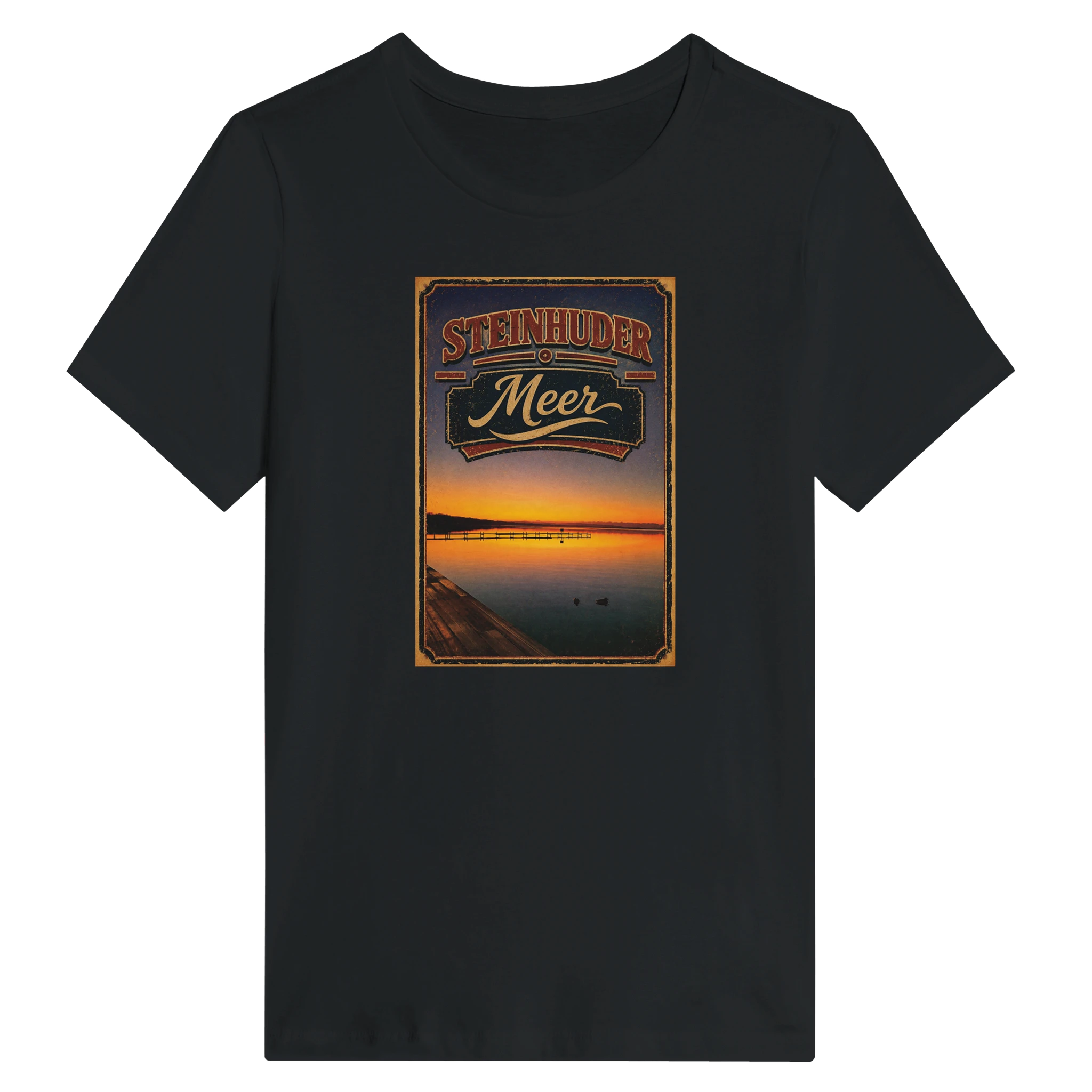 Damen-T-Shirt in Weiß mit Motiv „Steg an der Planke“