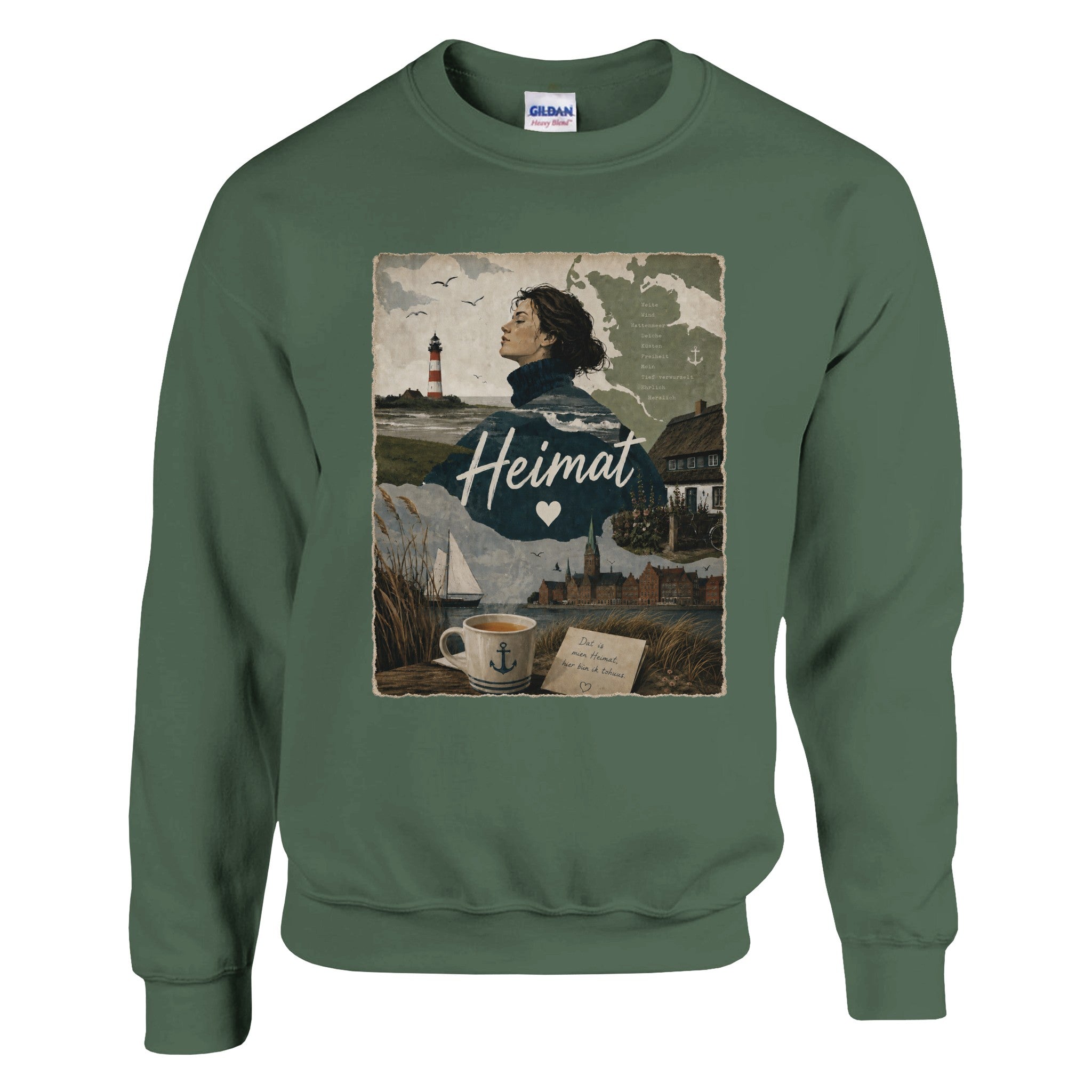 Pullover in Weiß mit Motiv „Heimat mit Herz“