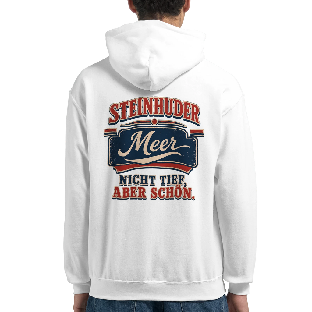 Hoodie in Weiß mit Motiv „Nicht tief, aber schön – HeimatLiebe“
