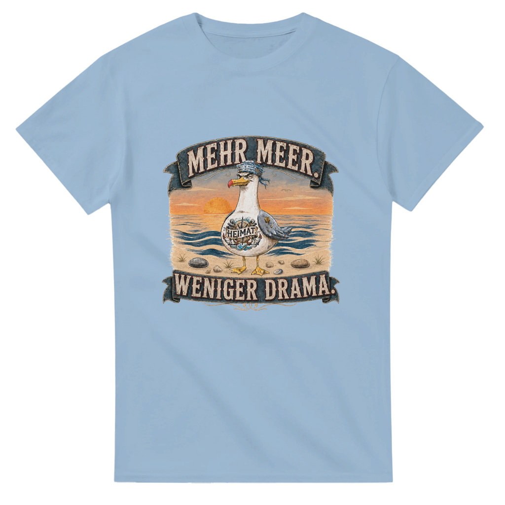 T-Shirt in Natur mit Motiv „Mehr Meer. Weniger Drama.“