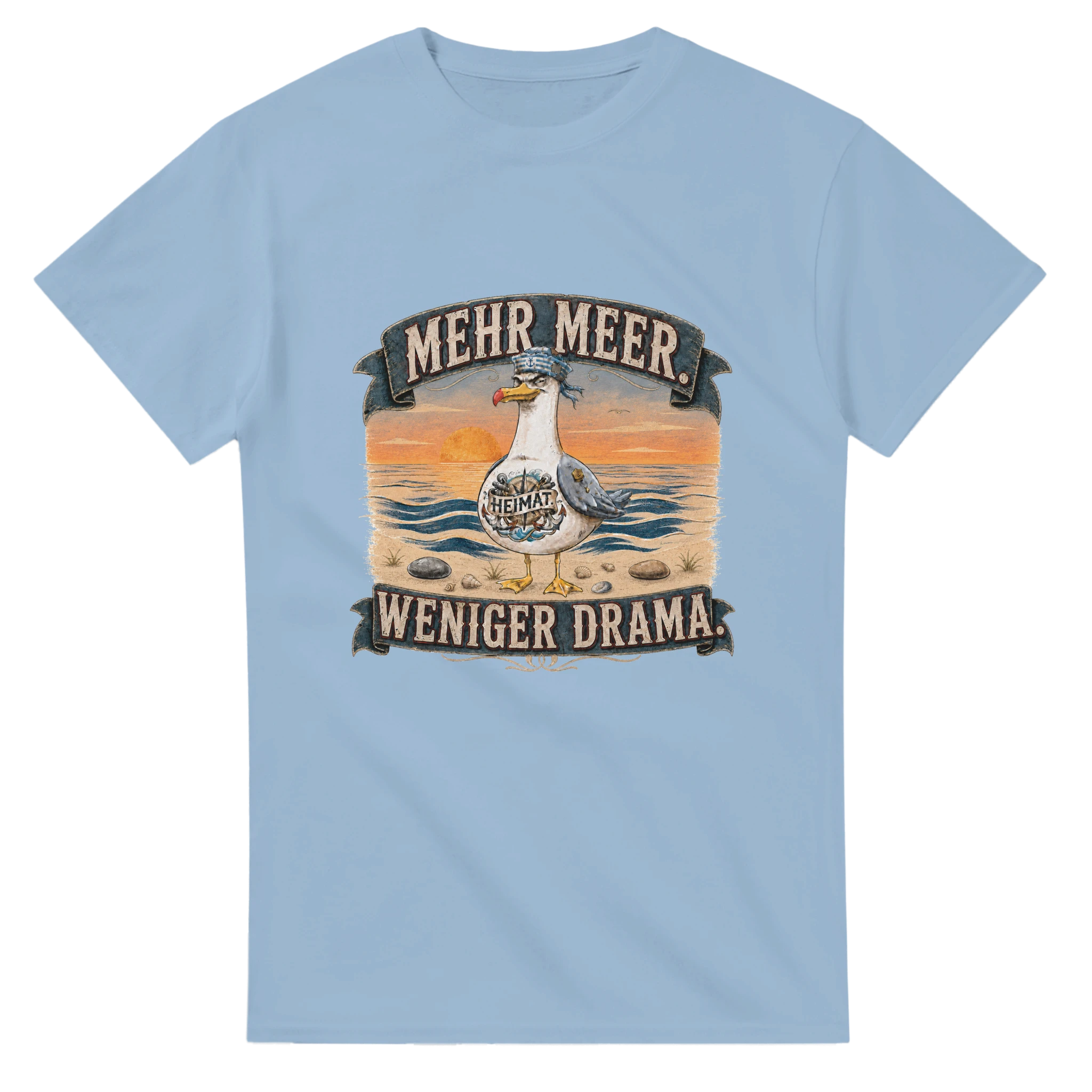 T-Shirt in Natur mit Motiv „Mehr Meer. Weniger Drama.“