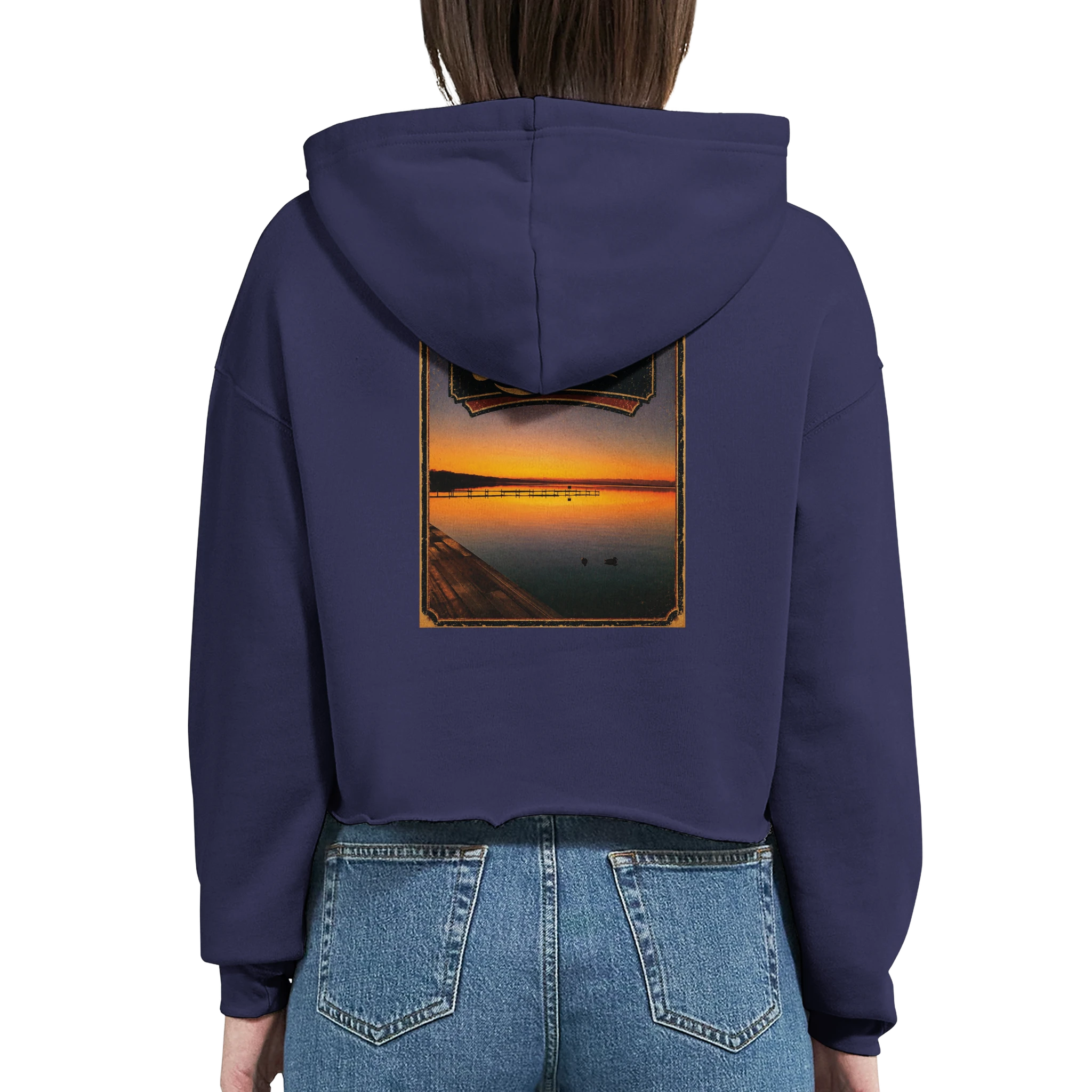 Damen-Hoodie in Pfirsich mit Motiv „Steg an der Planke“