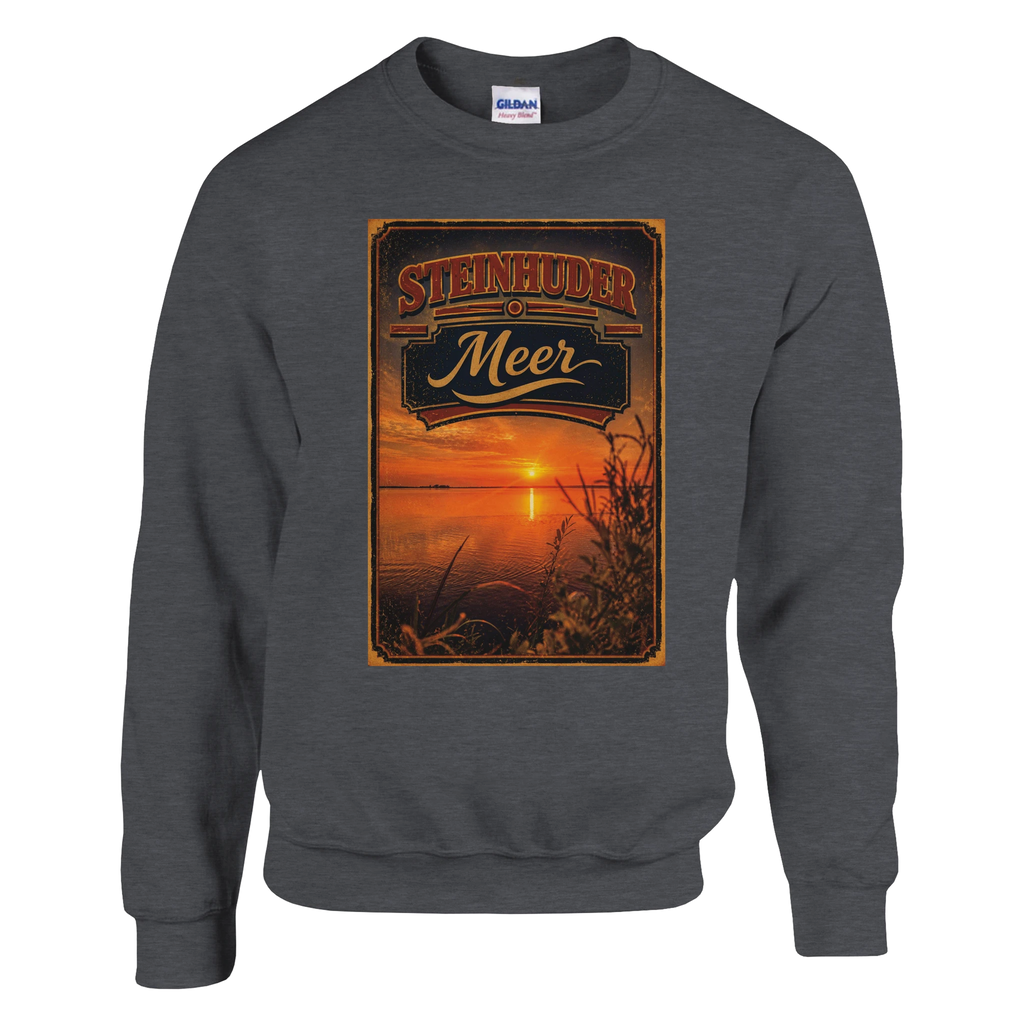 Pullover in Weiß mit Motiv „Sunset am Steinhuder Meer“