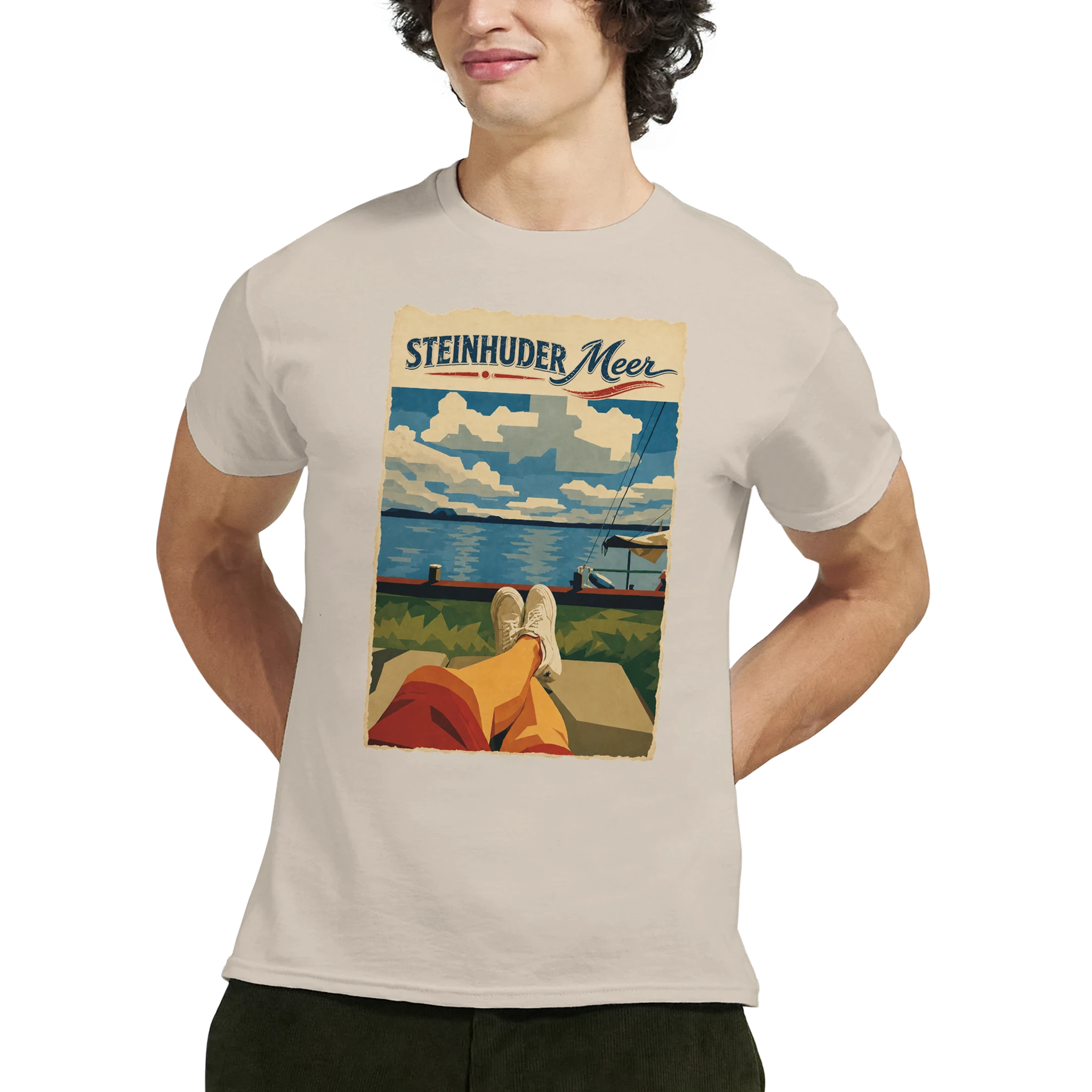 T-Shirt in Natur mit Motiv „Chillout“