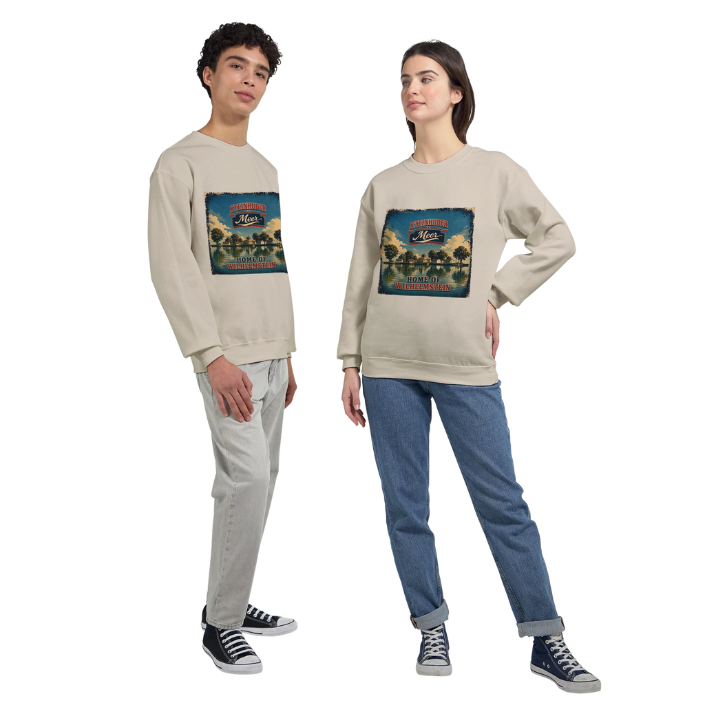 Pullover in Aschgrau mit Motiv „Insel Wilhelmstein“