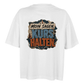 Damen-T-Shirt in Weiß mit Motiv „Moin sagen. Kurs halten.“
