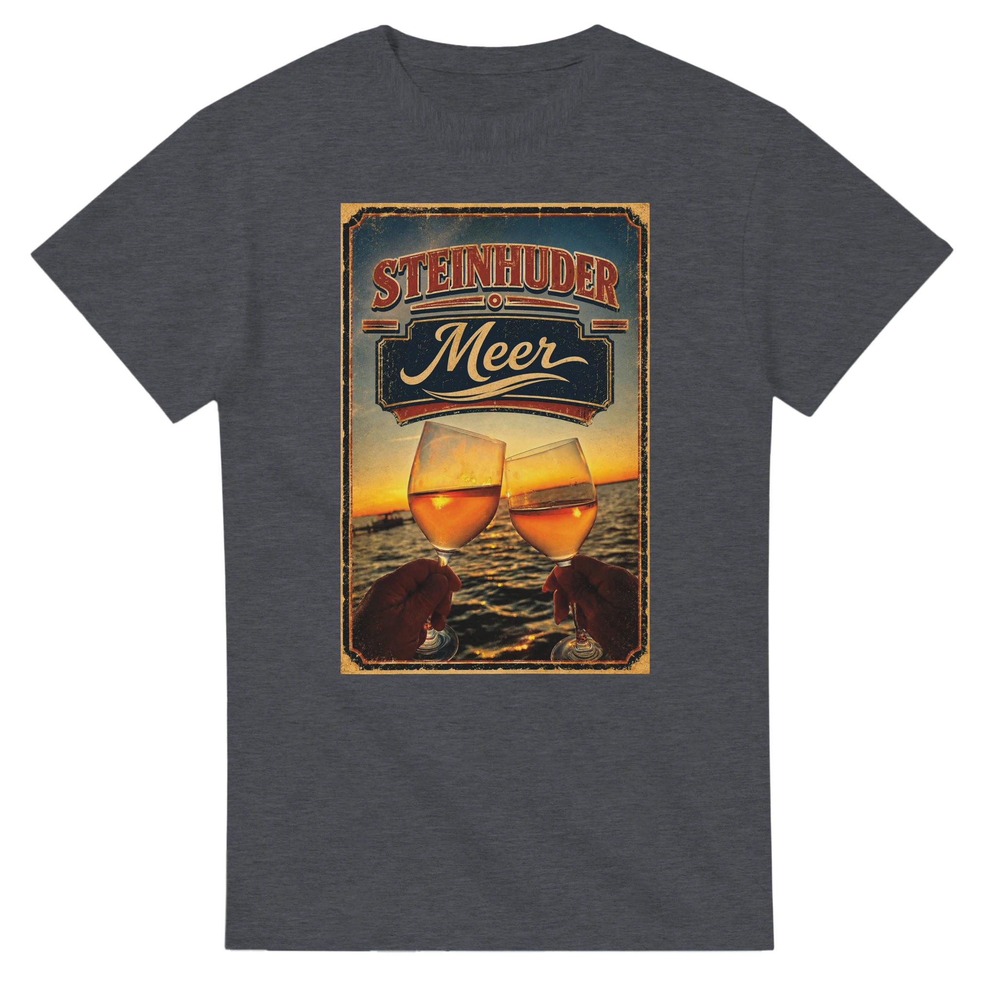 T-Shirt in Natur mit Motiv „Stößchen bei Sunset“