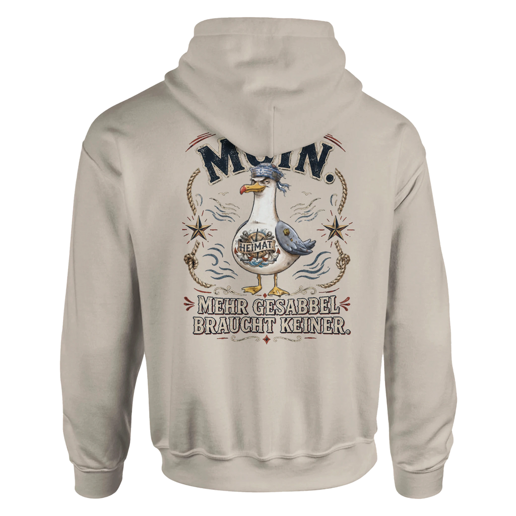 Hoodie in Weiß mit Motiv „Mehr Gesabbel braucht keiner“