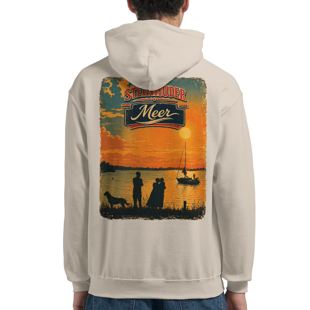 Hoodie in Weiß mit Motiv „Familie beim Sunset“