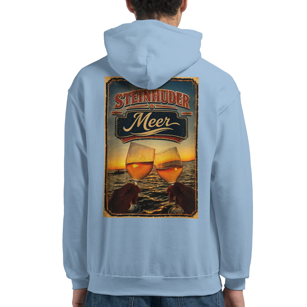 Hoodie in Weiß mit Motiv „Stößchen bei Sunset“