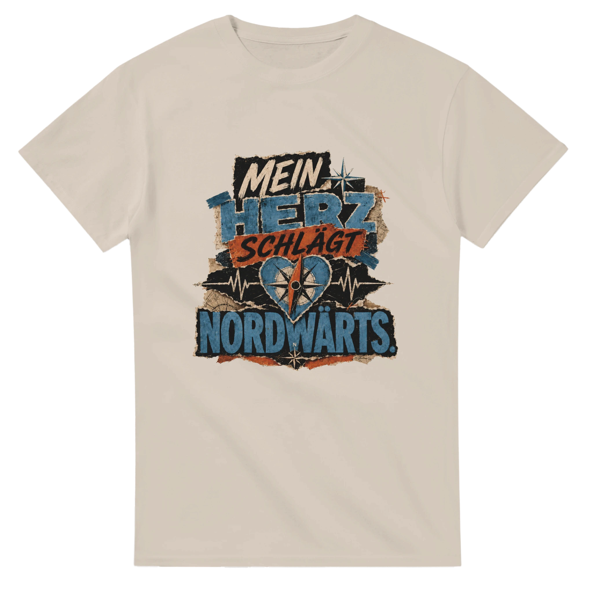 T-Shirt in Weiß mit Motiv „Mein Herz schlägt NORDWÄRTS.“
