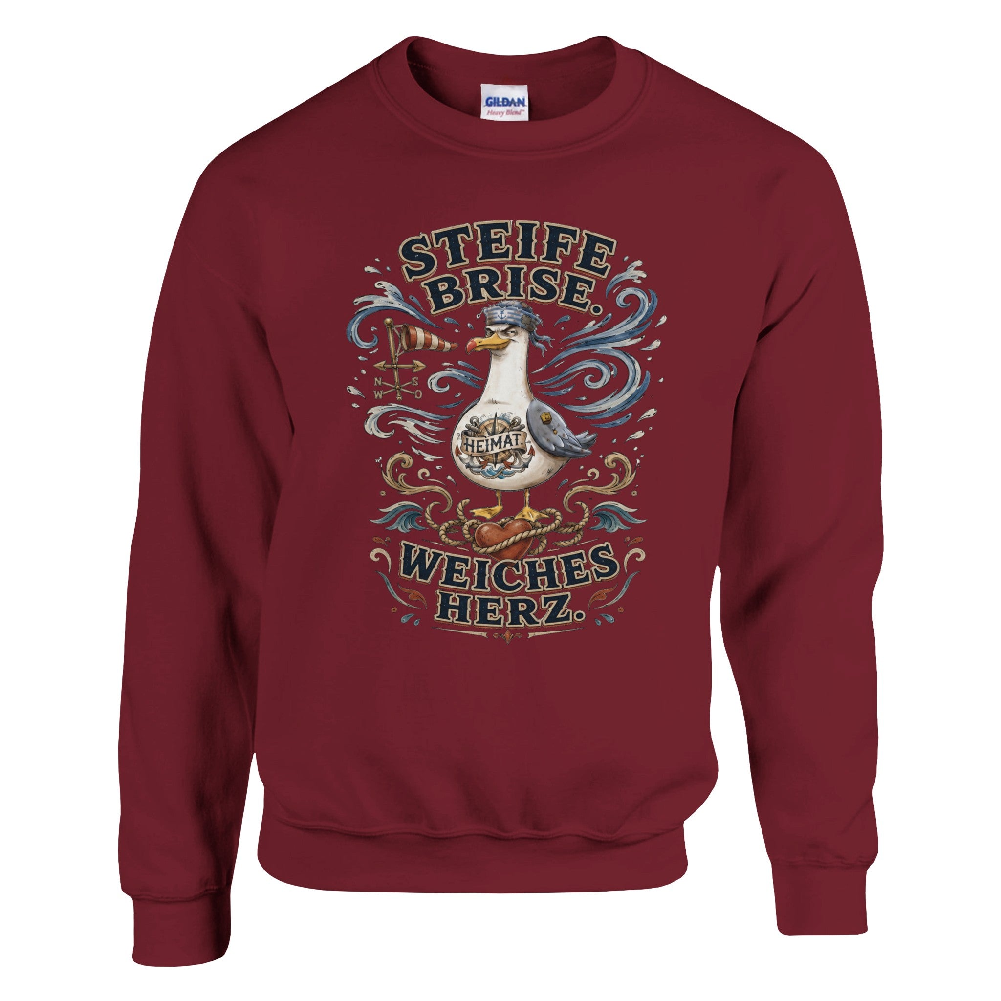 Pullover in Hellrosa mit Motiv „Steife Brise. Weiches Herz.“