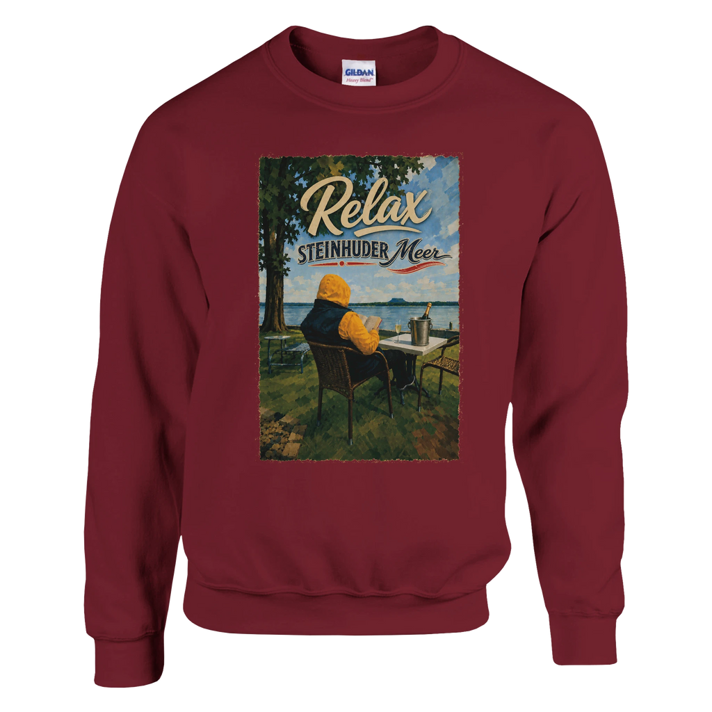 Pullover in Aschgrau mit Motiv „Relax und Champagner“