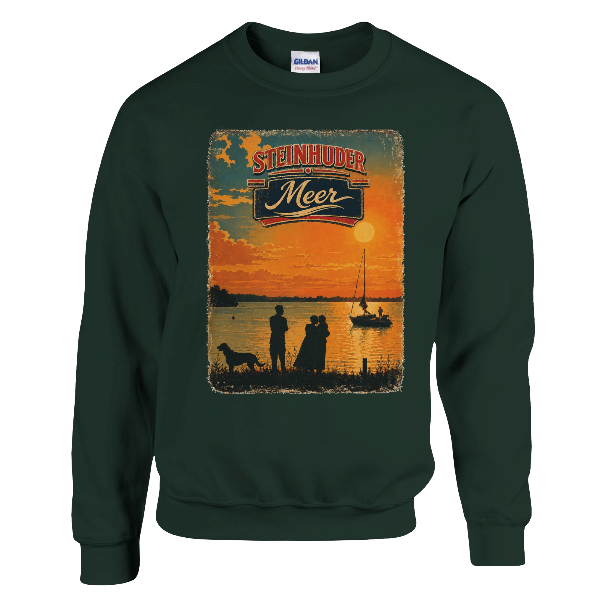 Pullover in Weiß mit Motiv „Familie beim Sunset“