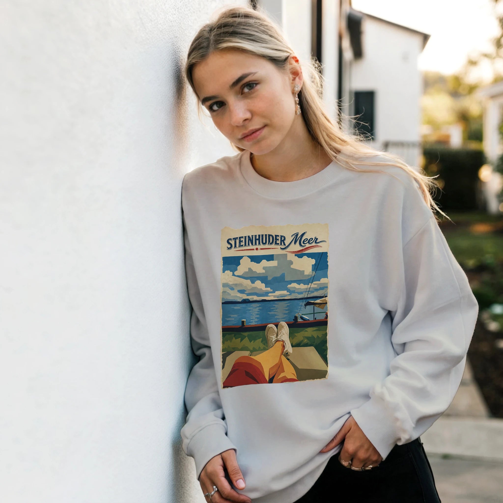 Pullover in Sand mit Motiv „Chillout“