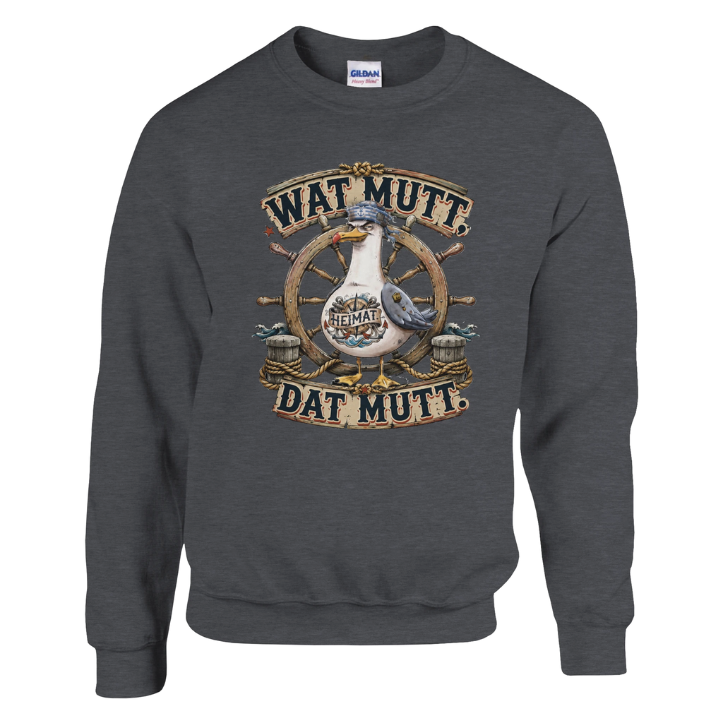 Pullover in Weiß mit Motiv „Wat Mutt, Dat Mutt. Möwe“