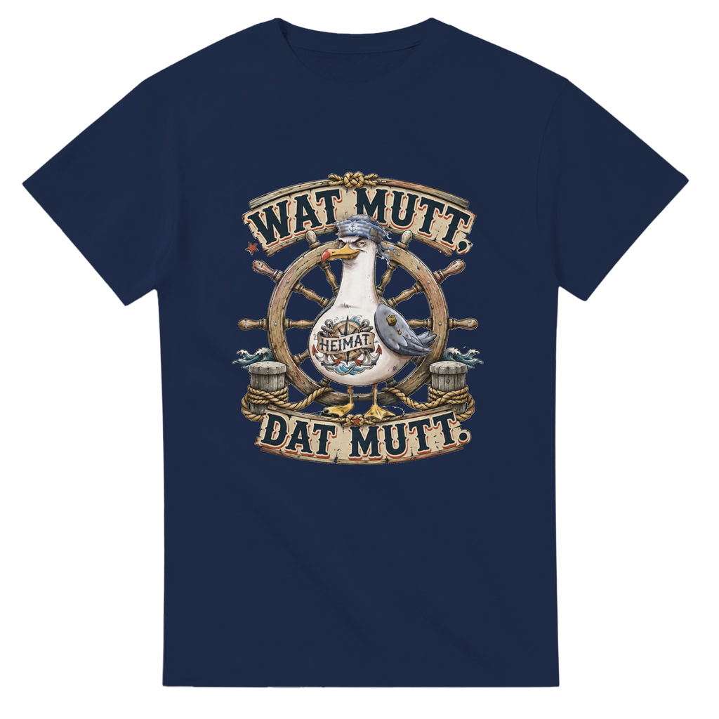 T-Shirt in Weiß mit Motiv „Wat Mutt, Dat Mutt. Möwe“